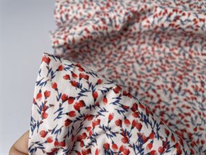 Fastvævet poplin - med fine små røde blomster